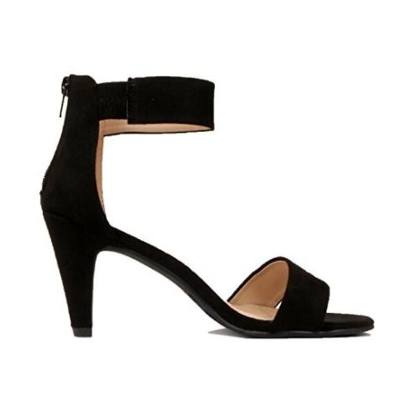 Black Suede Ankle Strap Heels‎ With Back Zipper Size 7.5 Guilty Shoes - Picture 6 of 12